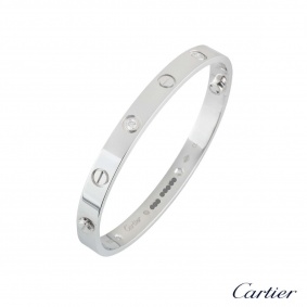 Cartier White Gold Half Diamond Love Bracelet Size 18 B6035818
